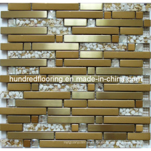 Franja de vidrio de oro de mosaico, mosaico de metal mezclado para el mosaico de Backsplash de cocina (SM237)